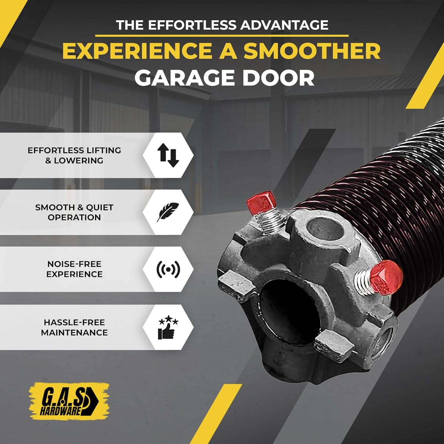 Garage Door Torsion Spring 234x2x25 Torsion Springs for Right Side of Garage Door with 1" Steel Bearing, Gloves, and Winding Bars Precision E-Coating 5-Year Warranty Minimum 30,000 Cycles (Black Cone)