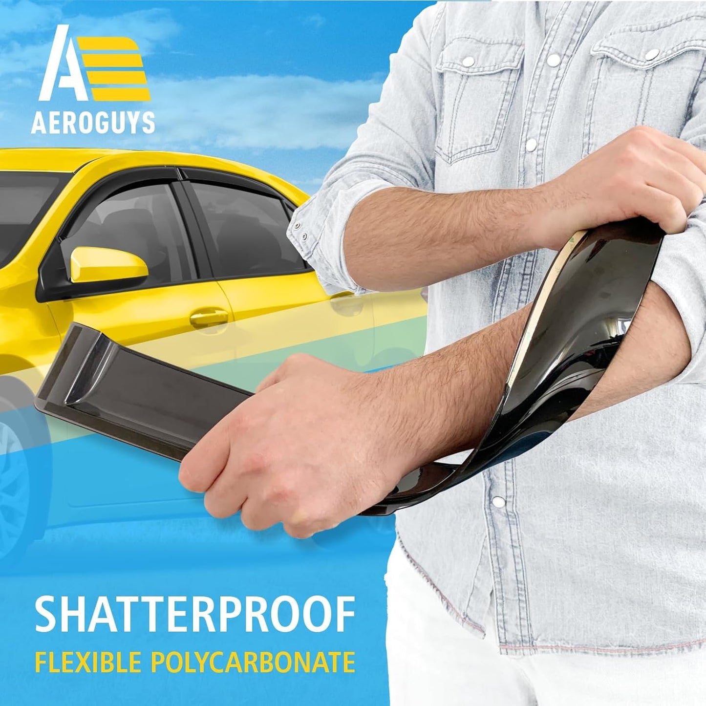 Extra Durable Window Deflectors Tape-On Window Visors Rain Guards Fit for Toyota Corolla 2014-2019 Sedan, Sun Visors, Wind Vent for Shades, Exterior Car Accessories - 4pcs. AG0487