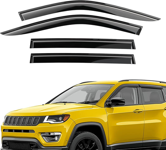 Extra Durable Window Deflectors Tape-On Window Visors Rain Guards Fit for Jeep Compass 2017-2025, Sun Visors, Wind Vent for Shades, Exterior Car Accessories - 4pcs. AG0729
