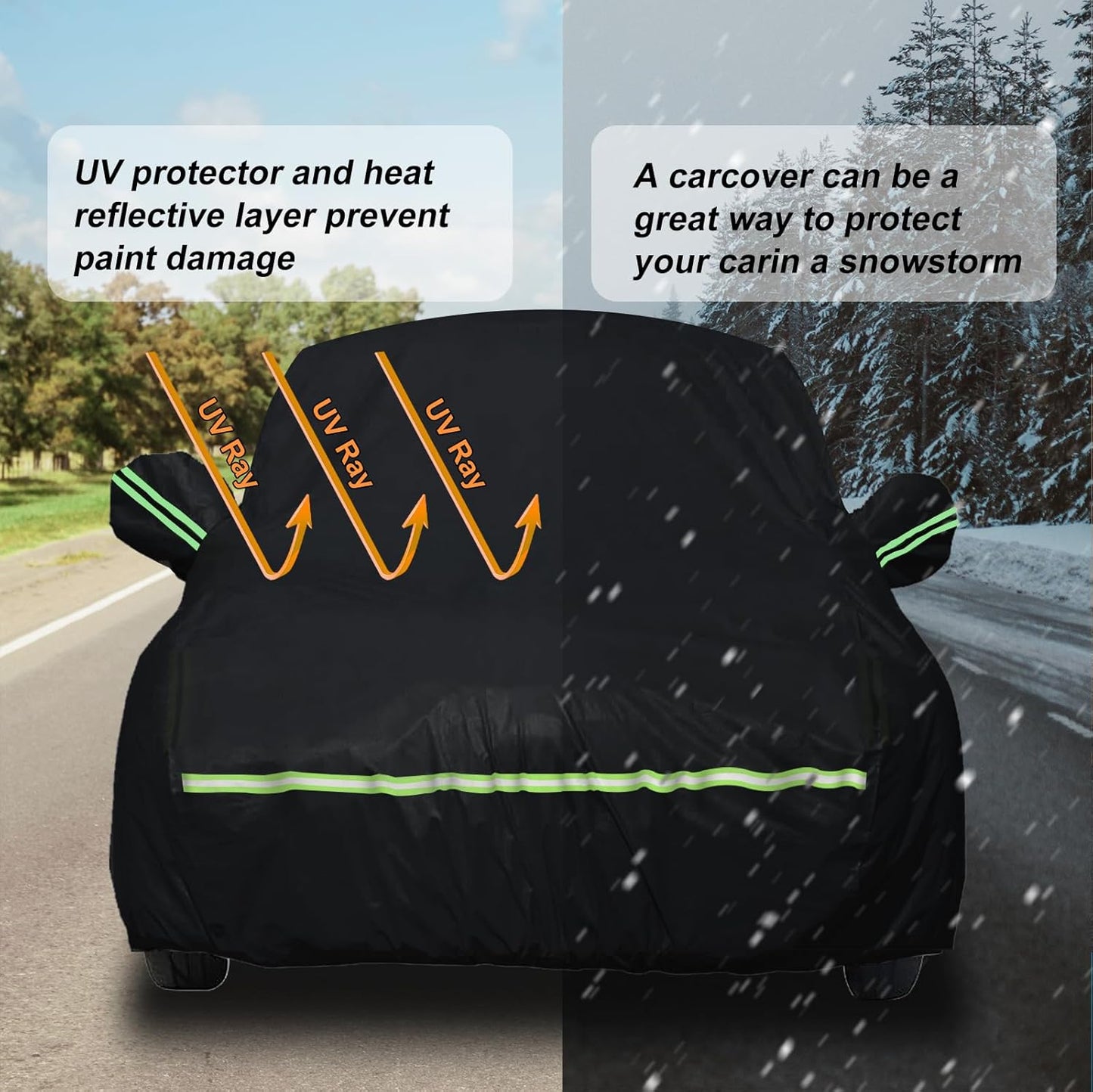 Waterproof Car Covers for Hummer H2 SUV 2002-2009 (Black) 210T Custom 6 Layers Heavy Duty Waterproof All Weather Protection Outdoor