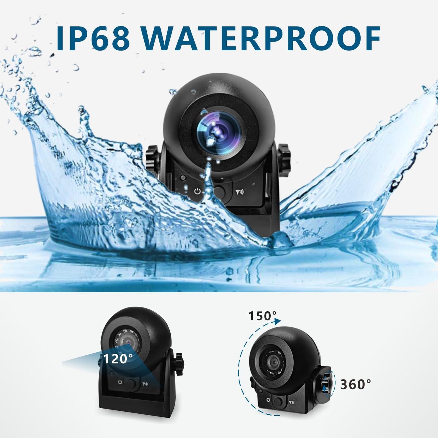 Magnetic Wireless Backup Camera with 4.3'' Monitor, Rechargeable Battery Powered Backup Camera System for Car, Trucks, RV, Trailer, Camper, IP68 Waterproof, Super Night Vision(MS-343)