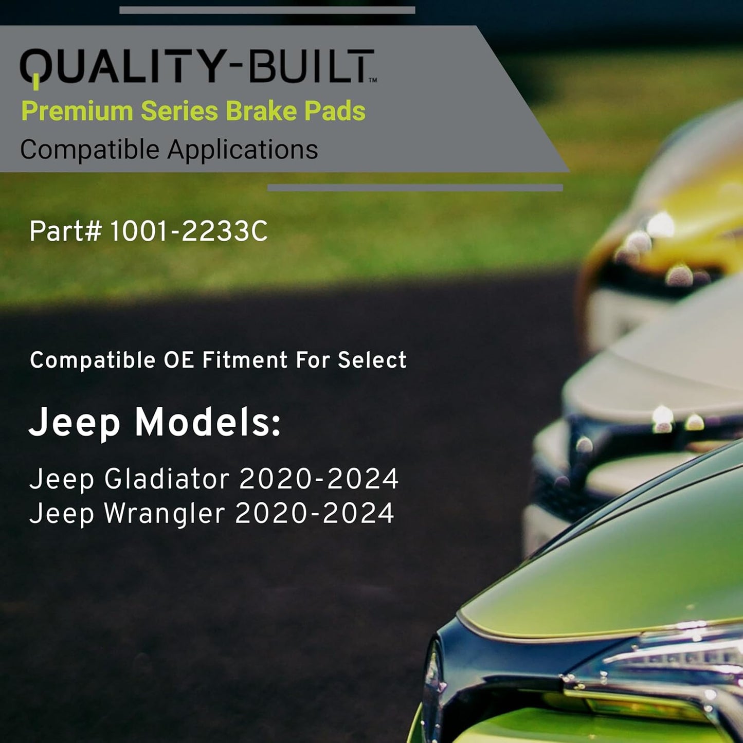 Premium Ceramic Rear Brake Pads (1001-2233C) Compatible with Jeep Gladiator 2020-2024, Jeep Wrangler 2020-2024