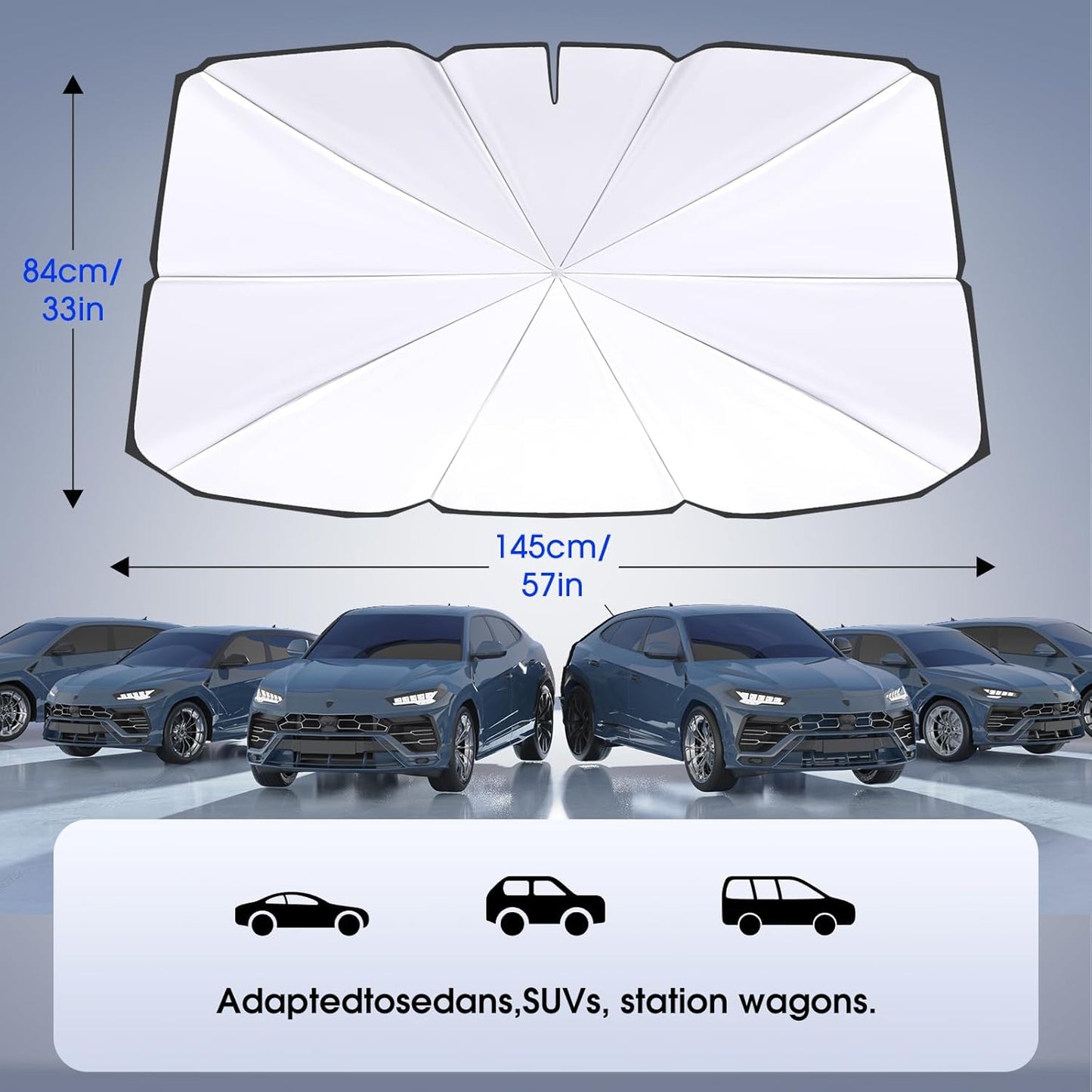 helloleiboo Foldable Car Windshield Sun Shade Umbrella 360°Rotating 55"x30"Sunshade for Car Windshield Front Window Reflective Polyester Blocks Heat Automotive Interior Sun Protection for Cars Trucks