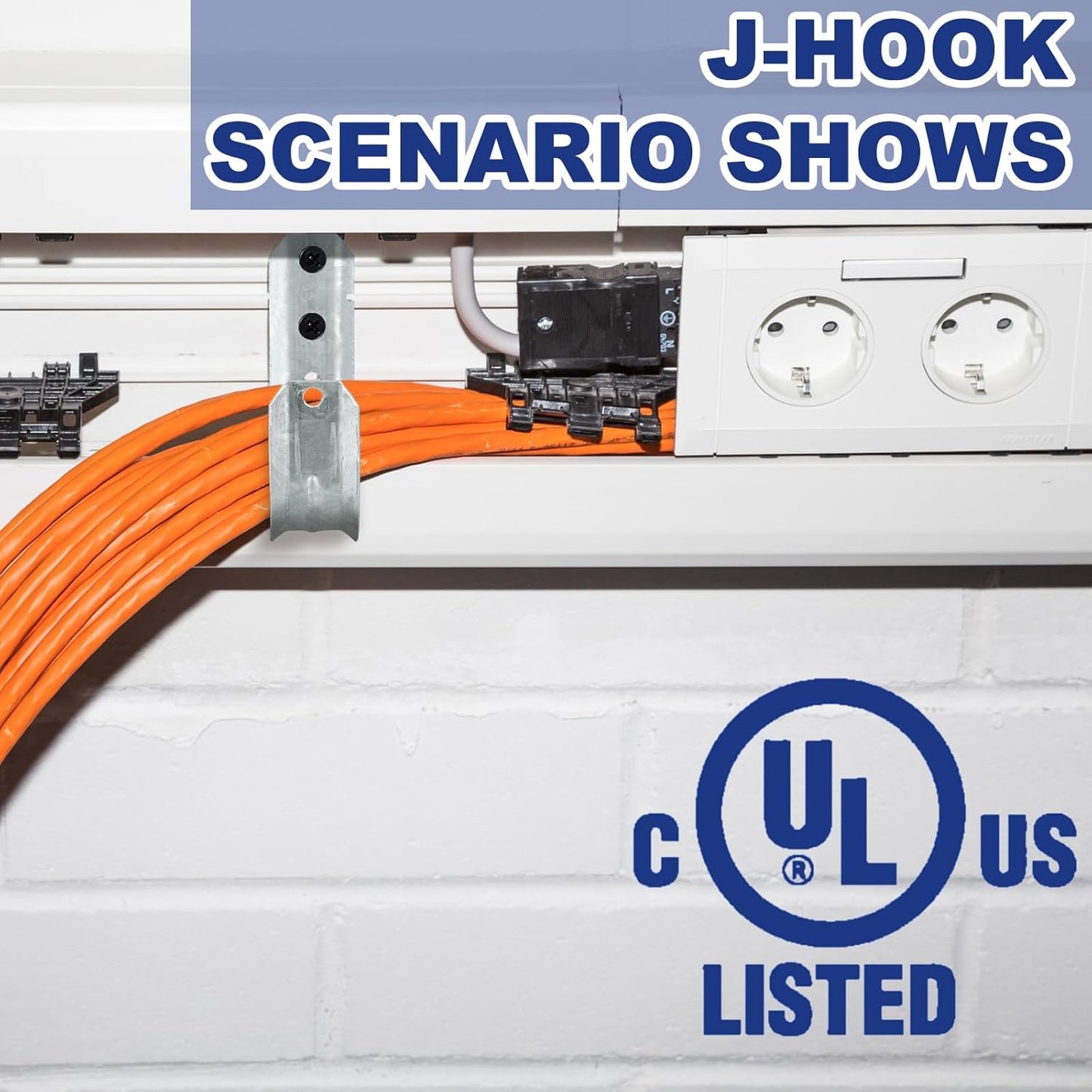 Gisafai 50 Cable Support J Hook, Cable Hooks for Hanging, Heavy Duty Metal Hooks for Wire Management, G60 Galvanized Steel (2 Inch)