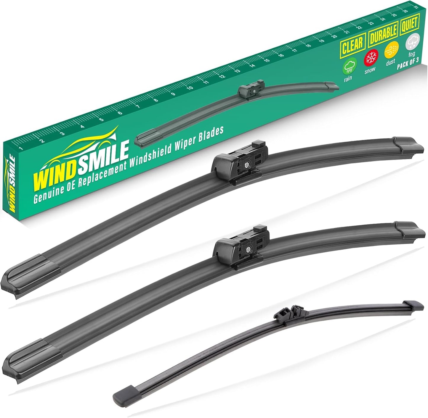 24" 20" 15" Windshield Wiper Blades Replacement for Volvo XC90 2016 2017 2018 2019 2020 2021 2022 Premium All Weather Front Rear Wipers Set - OEM Quality (Pack of 3)