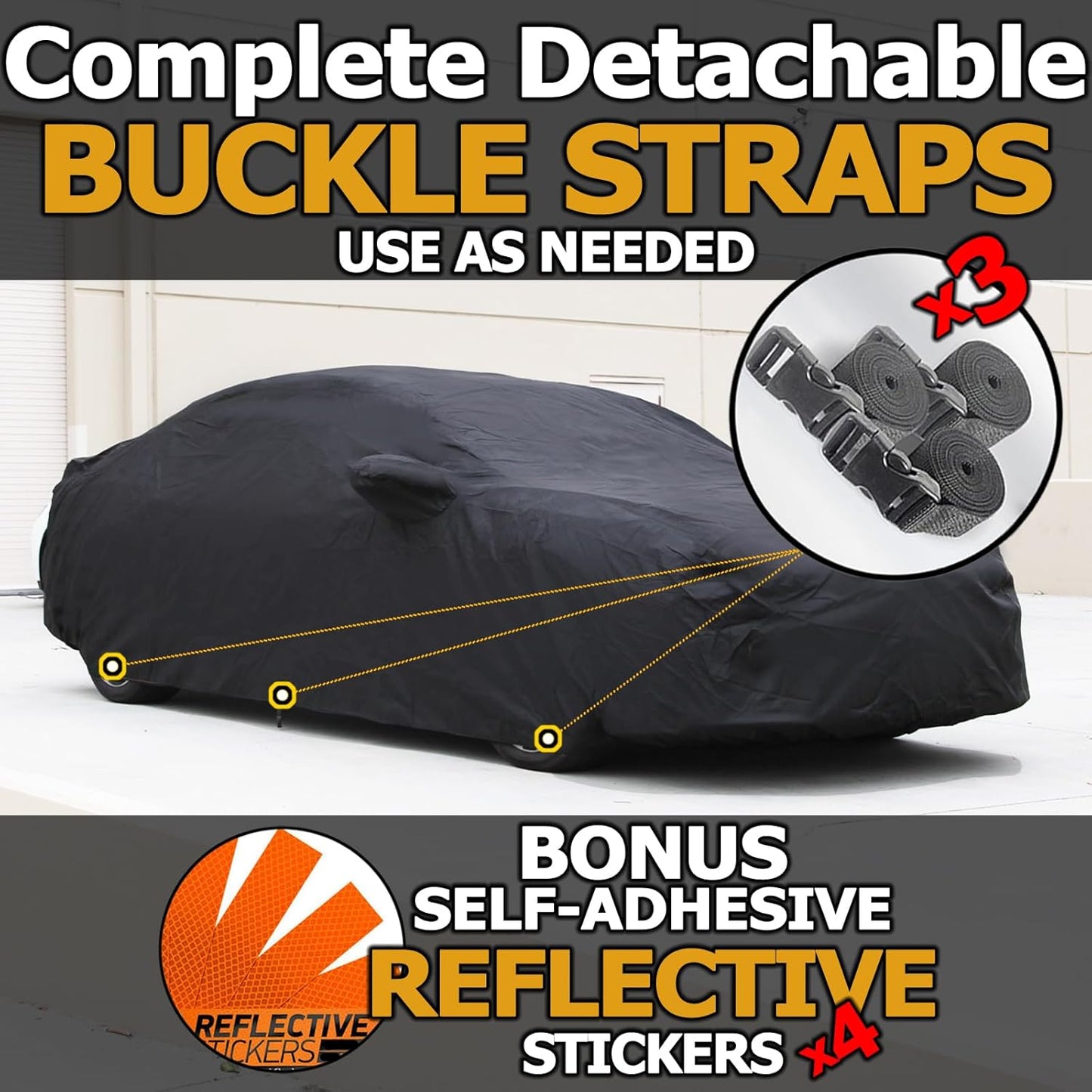 All Weather Waterproof car Cover Good for rain Snow uv Protection dust Compact Coupe Mustang XLR F-Type 370z SL550 GR Supra 300SL SC430 Mazda3 Black