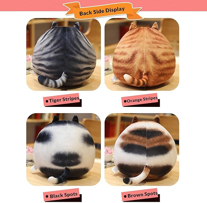 ARELUX 18In High Chubby Cat Plush Pillow, Cute Fat Kitty Cat Stuffed Animal Soft Kitten Adorable Hugging Pillow Anime Plushies,Funny Toy Birthday for Adults Friends