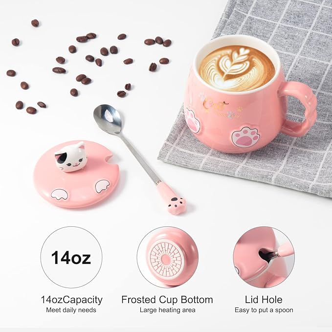 Bgbg Coffee Mug Warmer & Cute Cat Mug Set, Electric Beverage Cup Warmer for Desk Home Office with Three Temperature Up to, Coffee Warmer for Cocoa Milk Tea Water Candle, 8 Hours Auto Shut Off