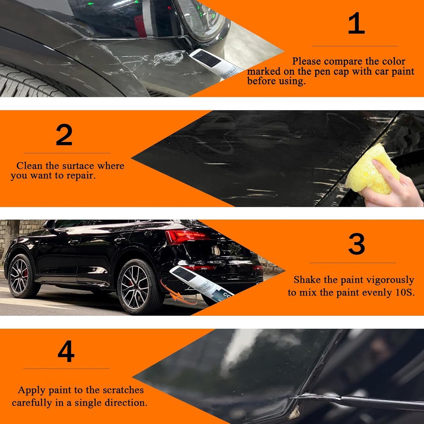 Florett Silver Metallic(LZ7G/L5) Touch Up Paint Compatible with Audi, Car Paint Pen Scratch Repair Two-In-One Touch Up Paint, Premium Car Scratch Remover for Deep Scratches