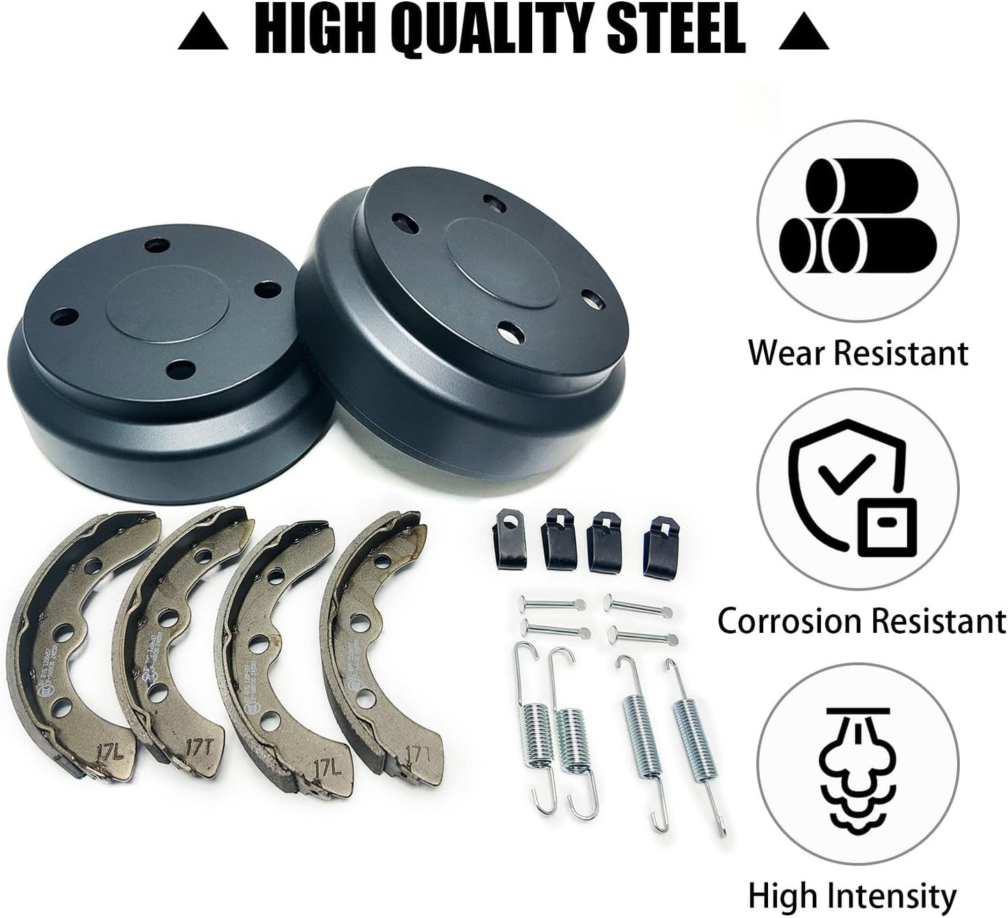 Golf Cart Brake Drums Kit with Brake Shoes & Springs for Club Car, 18 PCS Rear Brake Repair Kit Compatible with 1995-up DS 2004-up Precedent Gas & Electric
