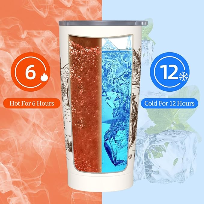 Western Desert Tumbler Cowboy Stainless Steel Insulated Tumblers with Lid Straw Reusable American Wild Landscape Coffee Travel Mug Tea Drinking Water Wine Cups Gifts for Women 20 Oz