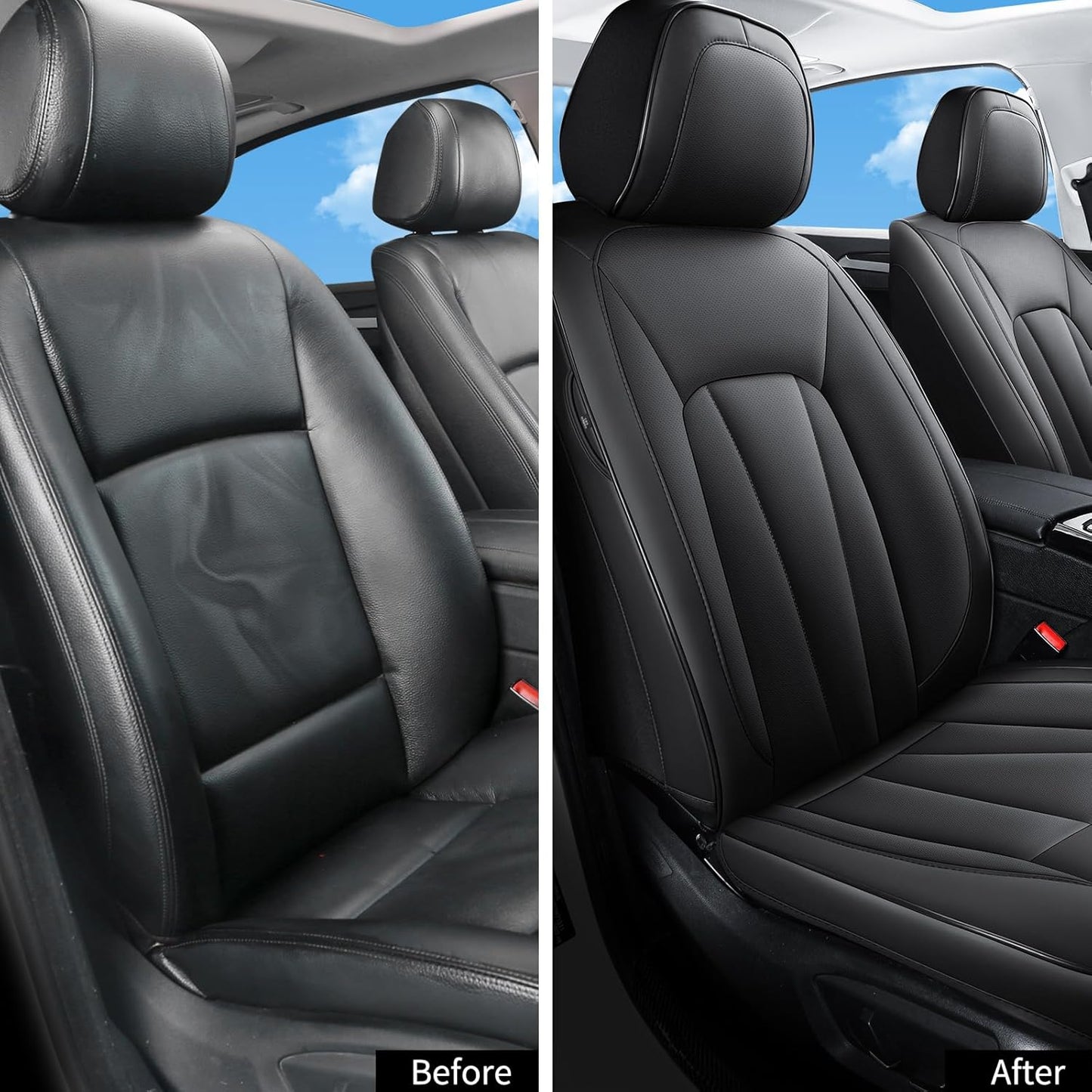 Front Car Seat Covers,Waterproof Leather Car Seat Covers,Comfortable Automotive Seat Protecor Covers,Luxury Breathable Seat Covers for SUV Sedans Pick-up Truck,Black