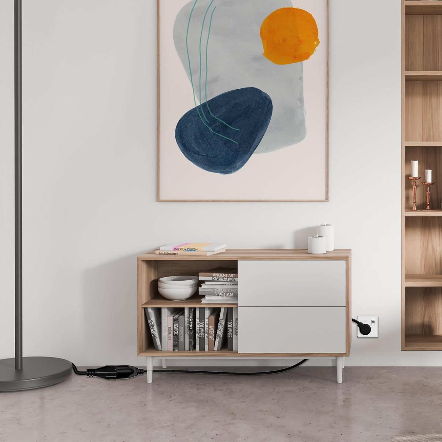 Elecan Flat Plug Extension Cord 6 Ft 2 Pack with Slim Space-Saving Plug Design, Thin Flat Cable Low Profile Power Cord 3 Prong Grounded Wire, 16 Gauge 13 A/125 V-Black-ETL Certified