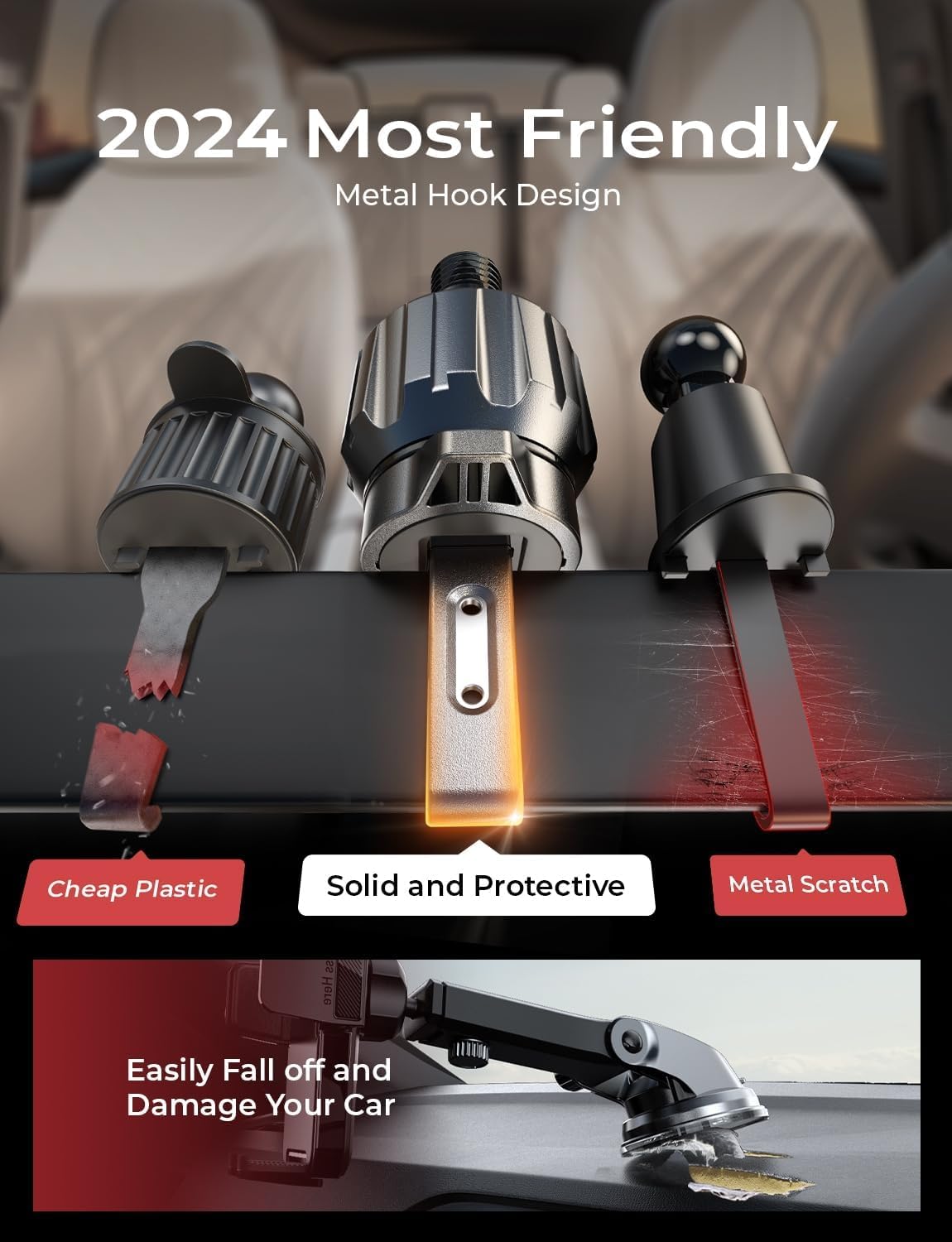 LISEN Phone Mount for Car Vent [Never Blocking] Rotatable Car Phone Holder Air Vent Clip 2024 Hands Free Cell Phone Car Mount for iPhone 16 Pro Max Plus 15 14 13 Samsung Android, Pink