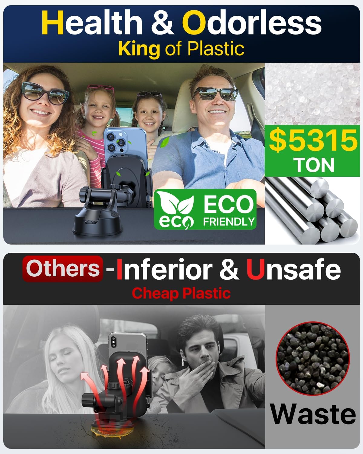 2025 Ultimate Car Phone Mount【98+LBS Strongest Suction & Military-Grade】【Patent & Safety Certs】 Cell Phone Holder Truck Stand for Dashboard Windshield Vent for iPhone 15 Pro Max 14 Samsung,Dark Grey