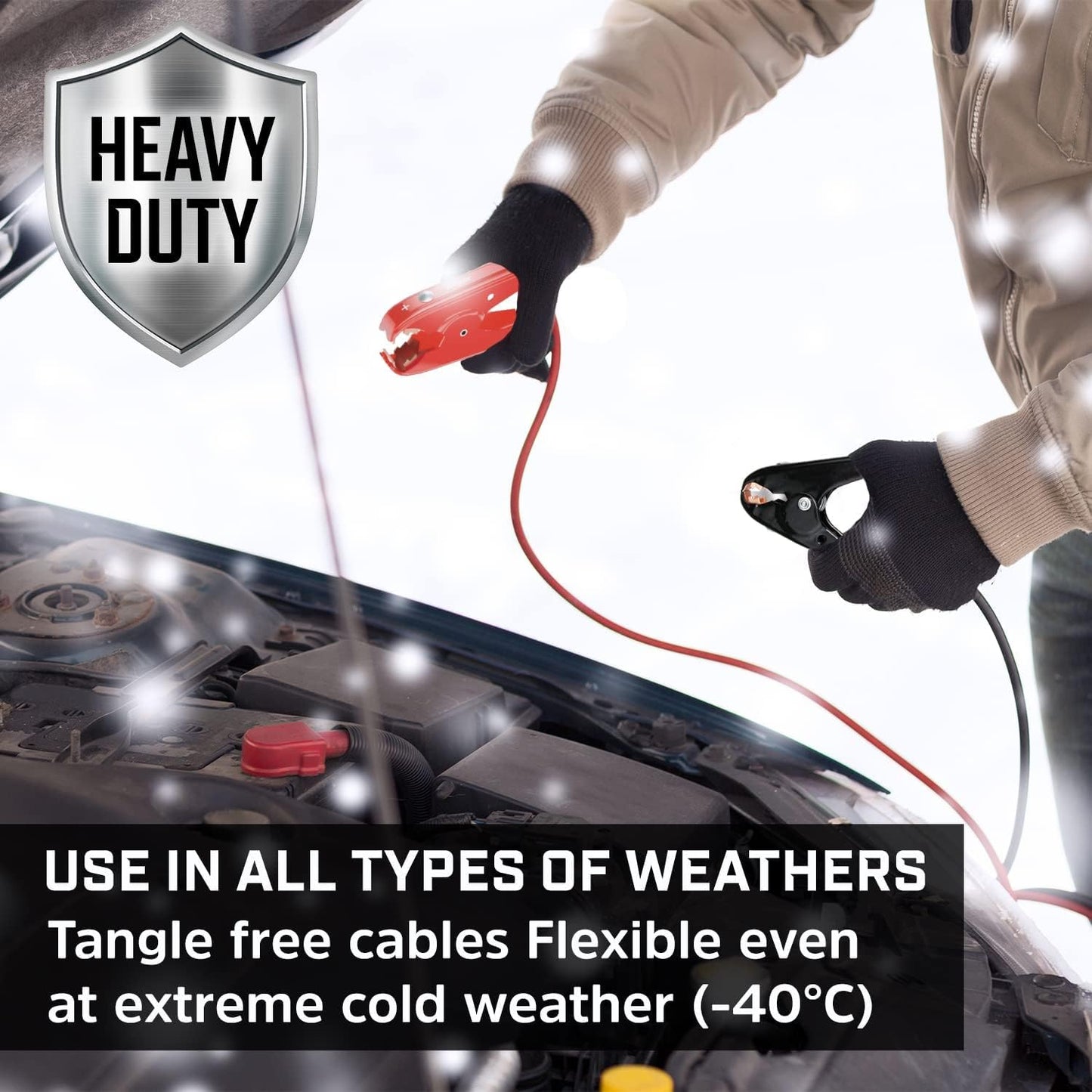 Energizer Jumper Cables, 30 feet, 1 Gauge, 800A, Booster Battery Cables with Permanent Installation kit and Quick Connect Plug for SUV & Trucks with up to 8-Liter Gasoline and 6-Liter Diesel Engines