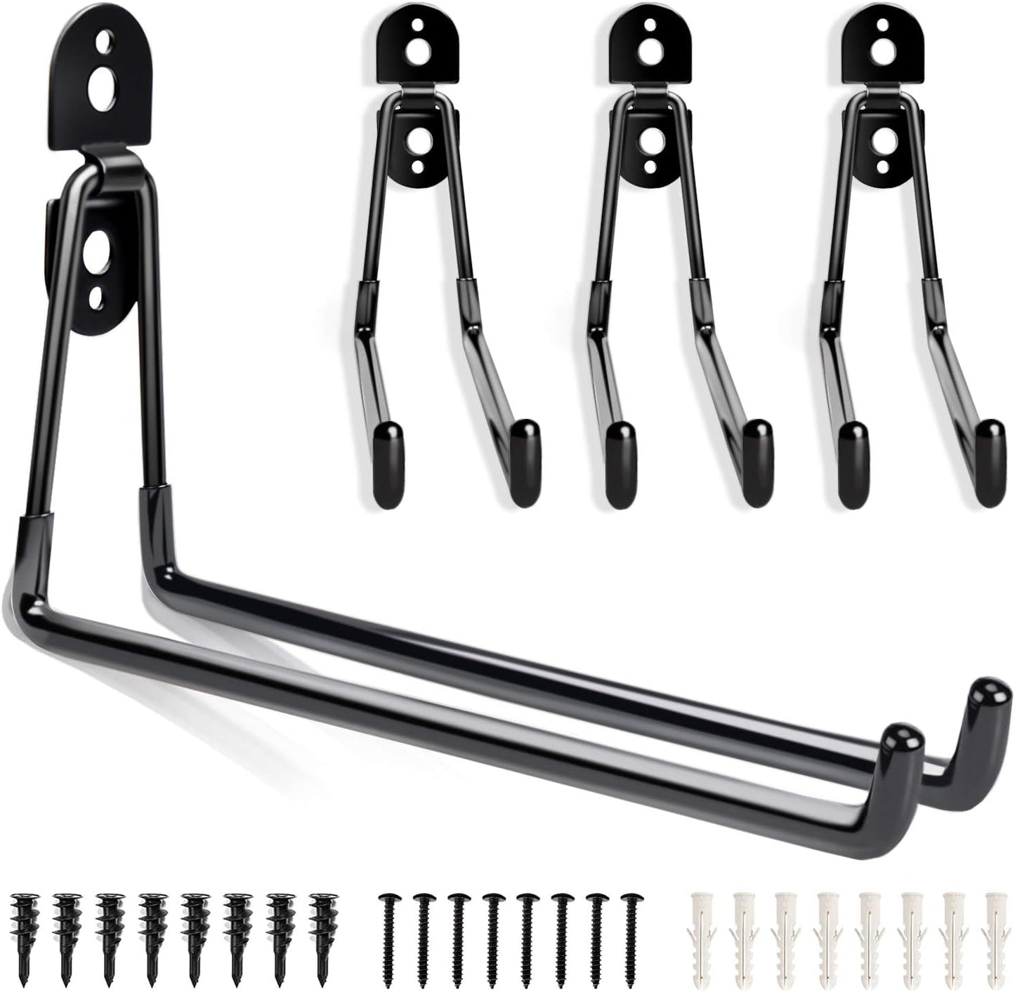 Garage Hooks Heavy Duty - 11 Inch Large Wall Mount Storage Hanger, 4 Pack Long Hook Garage Organizer for Hanging Tool, Chairs, Hoses, Ladder, Bulk Items, Ropes, etc.