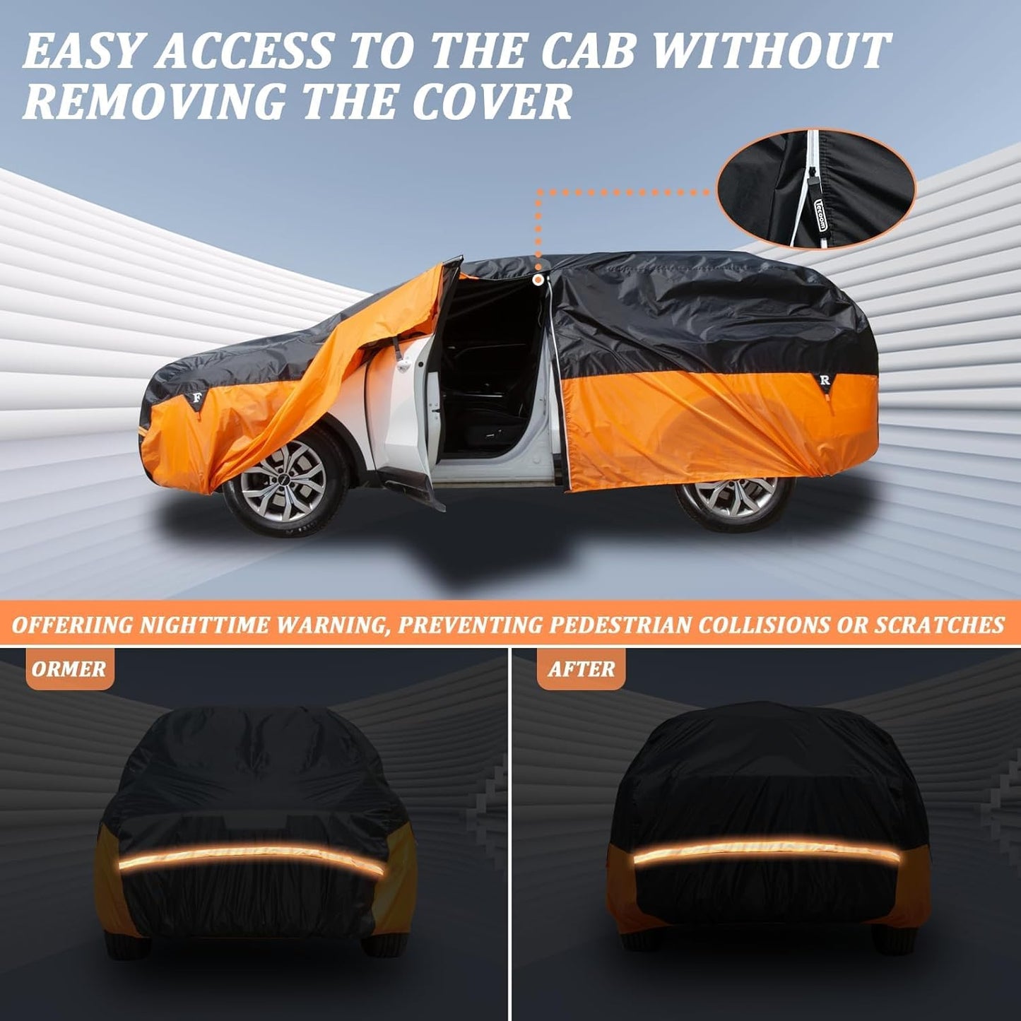 Car Covers Waterproof All Weather for Automobiles, Indoor Outdoor Windproof Dust Rain Sun Snow UV Protection Breathable Full Exterior Covers, Universal Vechicle Tarp Cover Fit 191-205 inches SUV