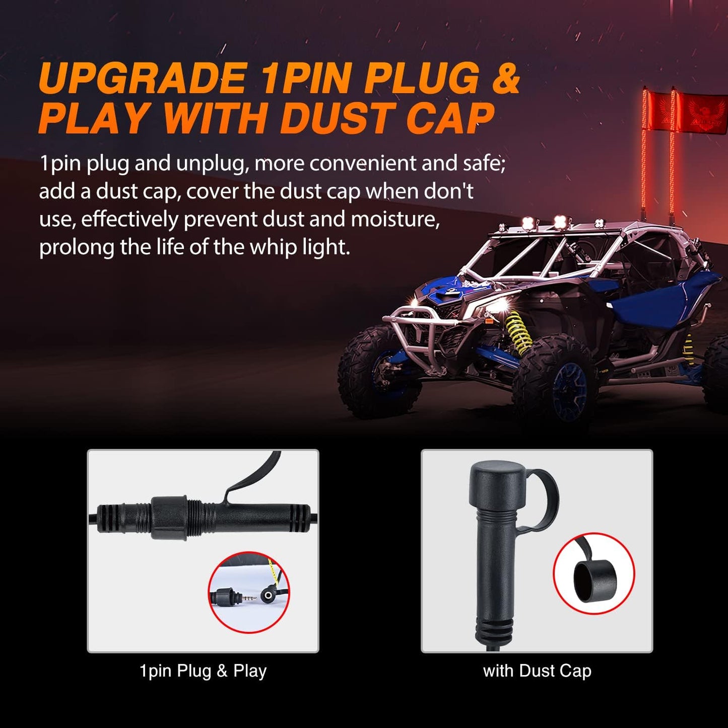 Nilight 2PCS 3FT RGB LED Whip Light with Spring Base Remote App Control w/DIY Chasing Patterns Turn Signal & Brake Lights for ATV UTV Polaris RZR Can-am Dune Buggy Jeep