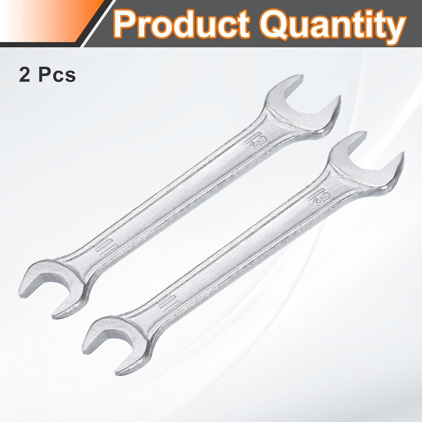 HARFINGTON 2pcs Double Open End Wrench 11mm x 13mm Metric 15 Degree Offset Angle Small Flat Head Wrench Galvanizing Open Ended Spanner for Automotive Repair Furniture Assembly