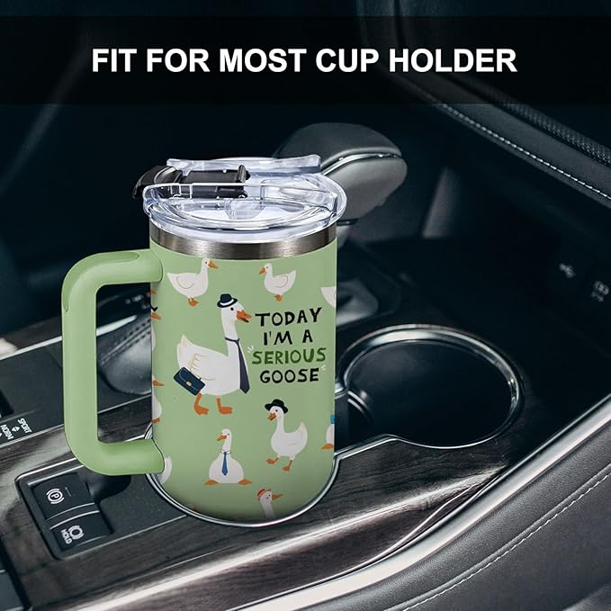 Today I'm A Serious Goose Tumbler Goose Gifts For Gooses Lovers Women Men Funny Animal Duck Coffee Travel Mug with Handle Insulated for Hot and Cold Drink Ice 40oz