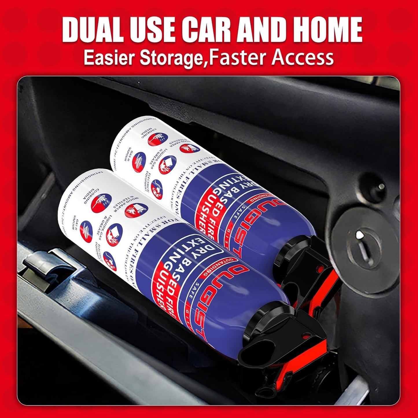 Fire Extinguisher for Home & Vehicle - 600g Fire Extinguisher | Grease & Electrical Fire Extinguisher for Kitchen, Car, Portable (6-Pack)