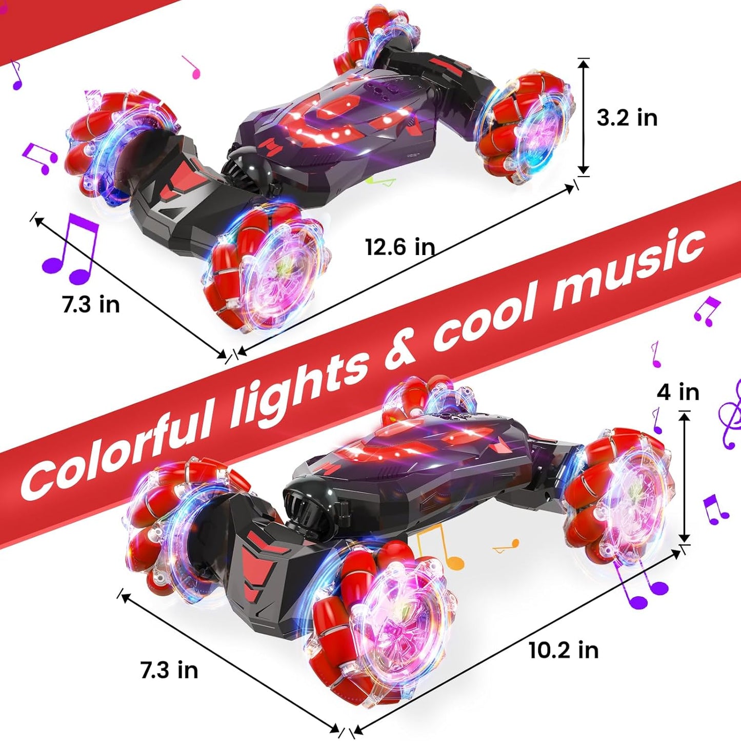Gesture Sensing RC Stunt Car,Remote Control Car Toys for Ages 5-13,Drift Cars with Lights Music,4WD 360° Spins All Terrains Kids Toys RC Cars, 8-12 Best Birthday Gift for Kids