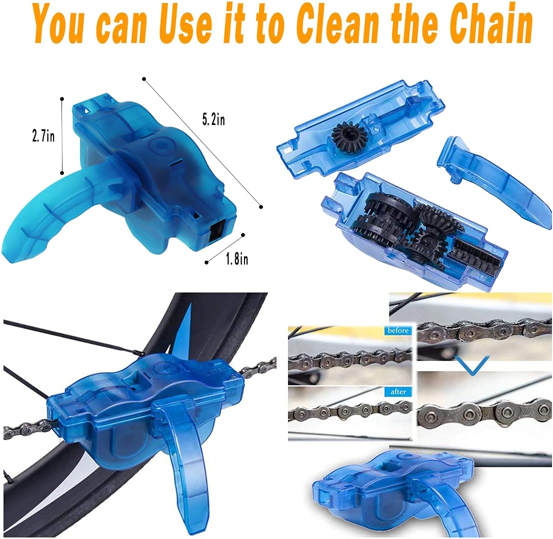 10pcs Bike Cleaning Kit, Bicycle Clean Brush Tool Including Chain Cleaner for Cycling,Bike Chain Cleaner Brush Suitable fo Mountain/Dirt/MT/Road/BMX Bike
