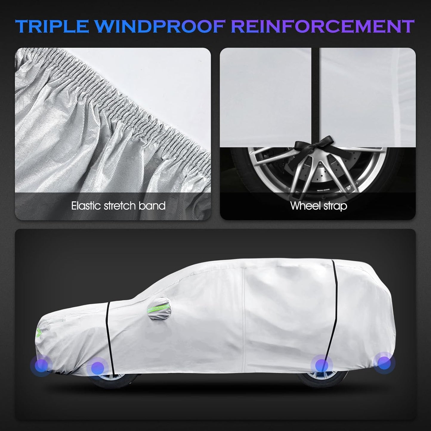 Car Cover Custom Fit for Honda CRV 1997-2025,Toyota RAV4 1996-2025,6 Layers Truck Cover Waterproof All Weather for Automobiles,Outdoor Full Exterior Cover,Rain, Sun, Wind Protection,Silver