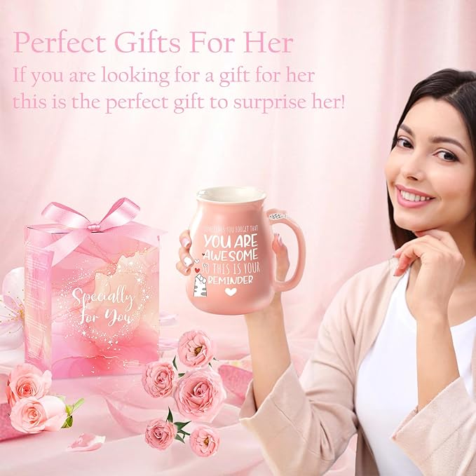 Thank You Gifts for Women Cute Cat Coffee Mug Birthday Friendship Gifts for Women Cat Lovers Kawaii Stuff Funny Tea Cup White Elephant Gifts For Adult Female Sister Mom Wife Coworker Bestie Bff