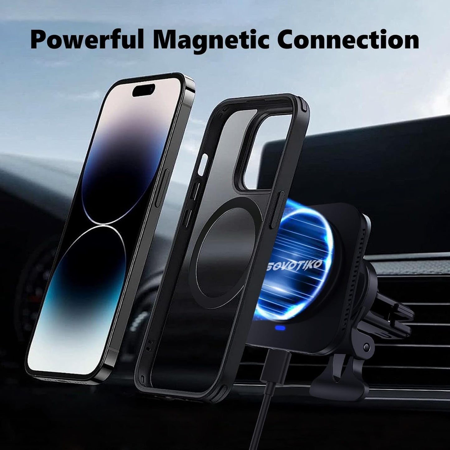 15W Magsafe Car Mount Charger, Magnetic Phone Holder for Car, Air Vent/Dashboard Wireless Charger for iPhone 16 15 14 13 12 Pro Max, Samsung Galaxy S25 Ultra S24 S23+, etc. Fast Charging