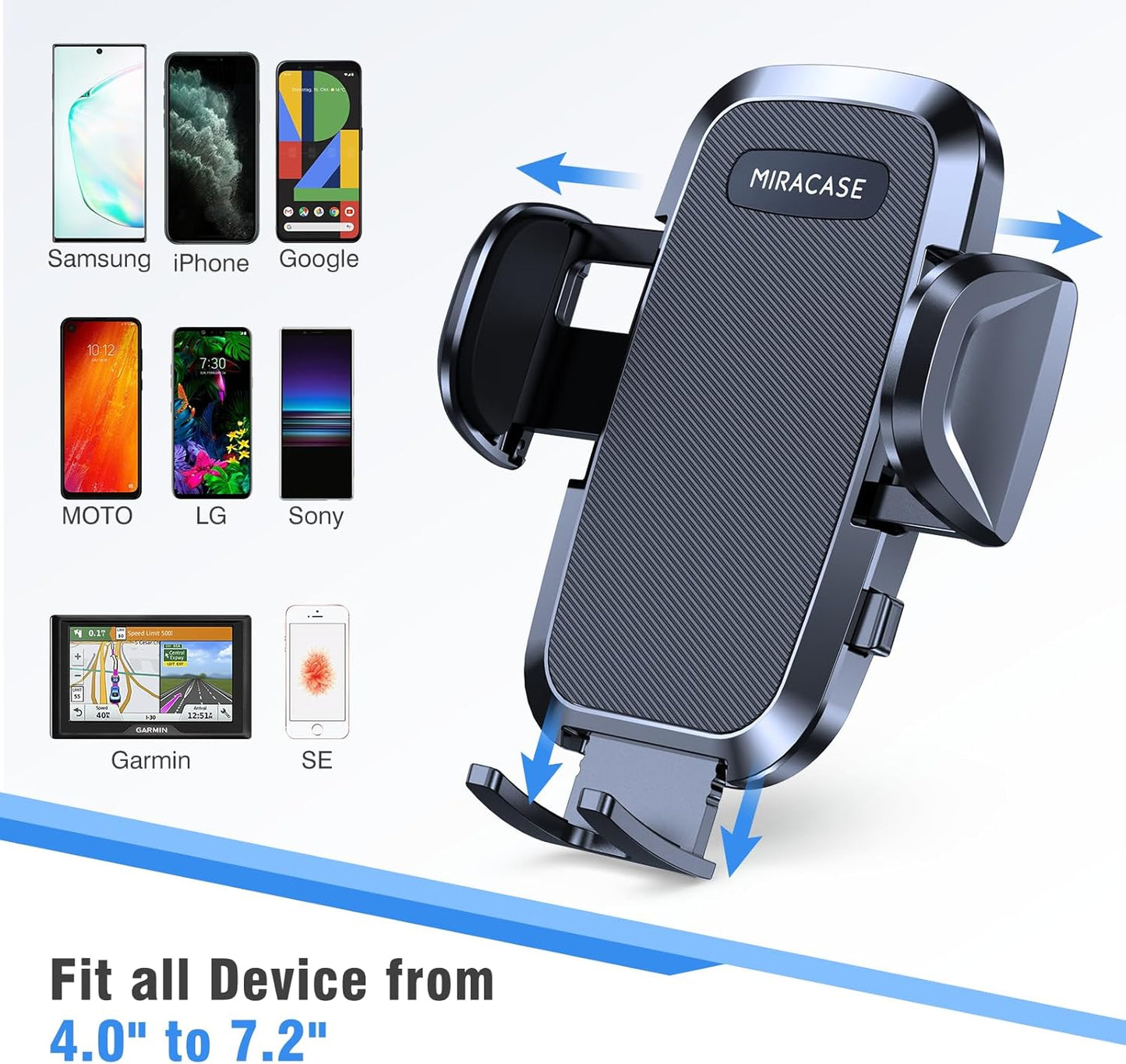 Miracase Cup Holder Phone Mount - Universal Gooseneck Adjustable Car Cell Phone Mount for iPhone, Samsung, Google and All 4.0-7.2 inches Smartphones
