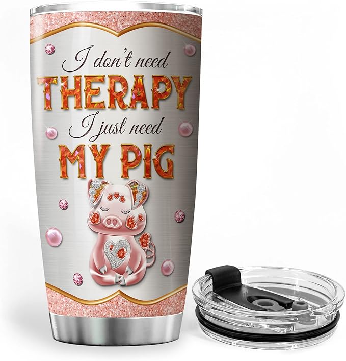 ZOXIX Im Just A Girl Who Loves Pigs Stainless Steel Tumbler Jewelry Style Funny Animal Coffee Mugs With 20oz Cute Pig Lover Gifts For Girls Farm Themed Insulated Travel Cup