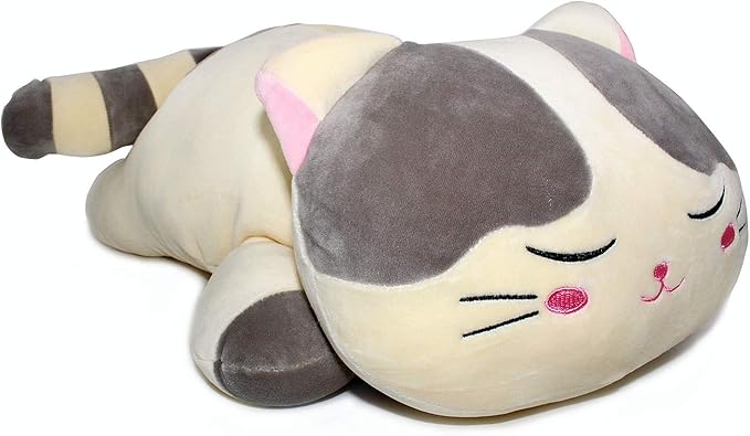 Very Soft Cat Big Hugging Pillow Plush Kitten Kitty Stuffed Animals Gray 23.5"