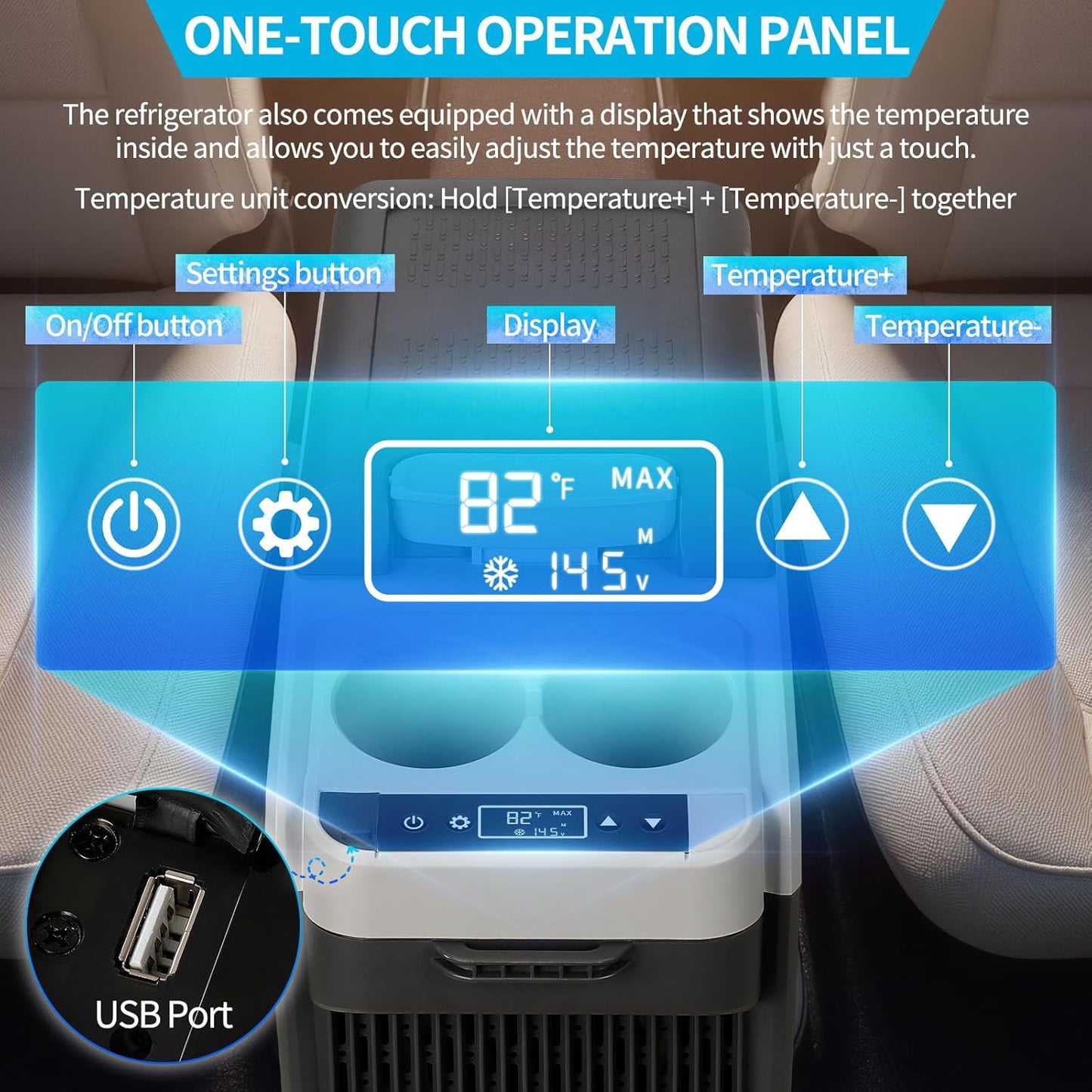 12 Volt Center Console Fridge,Car Refrigerator 16QT(15L) Cooler (-4℉-50℉),Portable Car Refrigerator RV Fridge,Portable Electric Cooler with 12/24V DC&110V AC, For MPV,Car,RV,Camping,Travel,SUV, Van