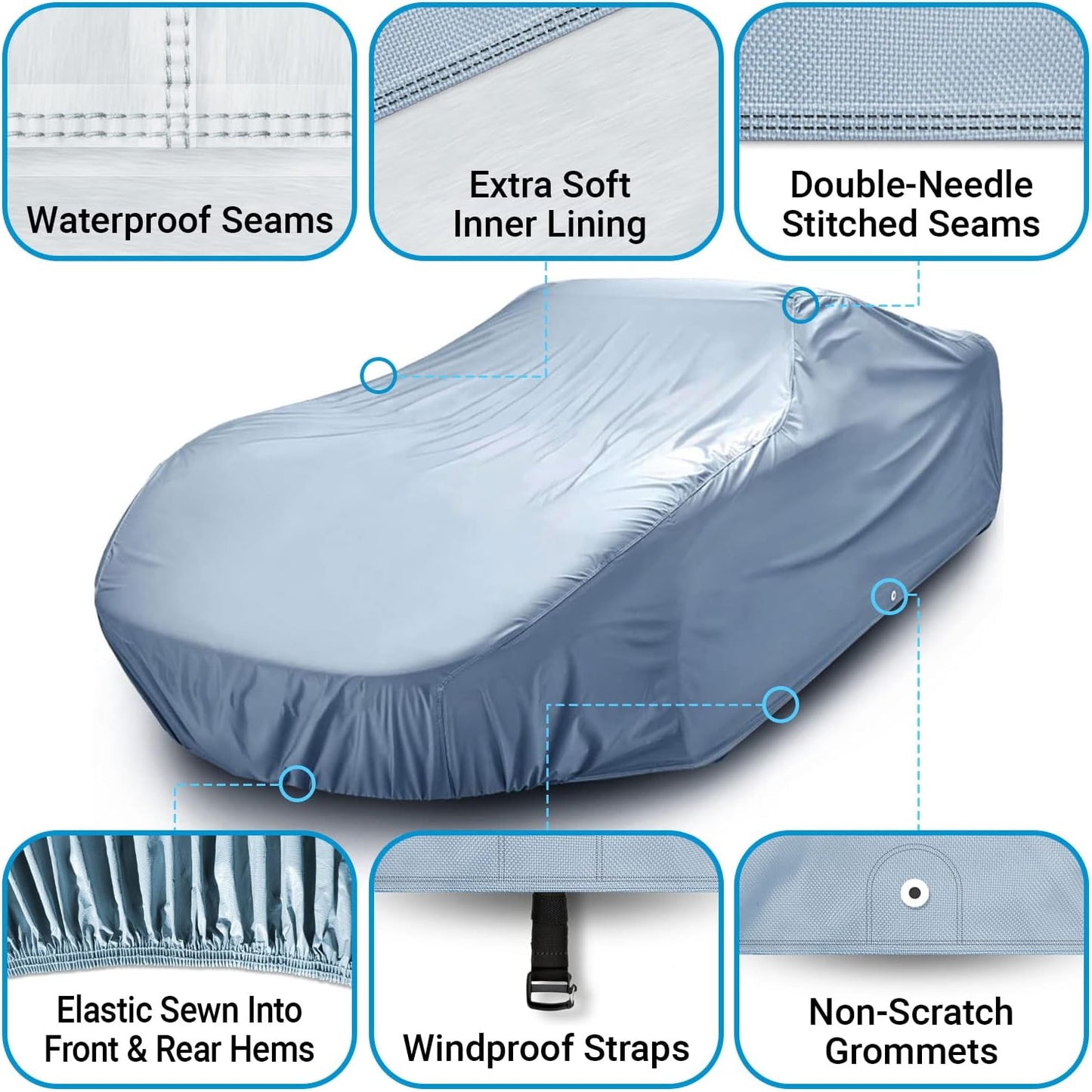 iCarCover Premium Car Cover for 1936-1958 Buick Century 2-Door, 4-Door Heavy Duty Waterproof All-Weather Automobiles Custom Fit Indoor Outdoor UV Snow Protection Covers with Straps and Bag