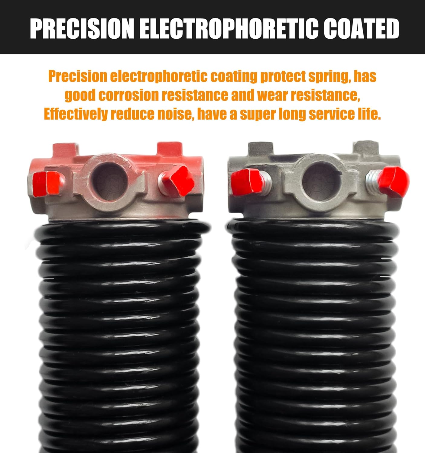 Garage Door Torsion Spring Set, Pair of 2" Electrophoresis Coated Garage Door Springs Replacement with 2 Non-Slip Winding Bars and Bearing, Minimum 16000 Cycles (.207x2x25)