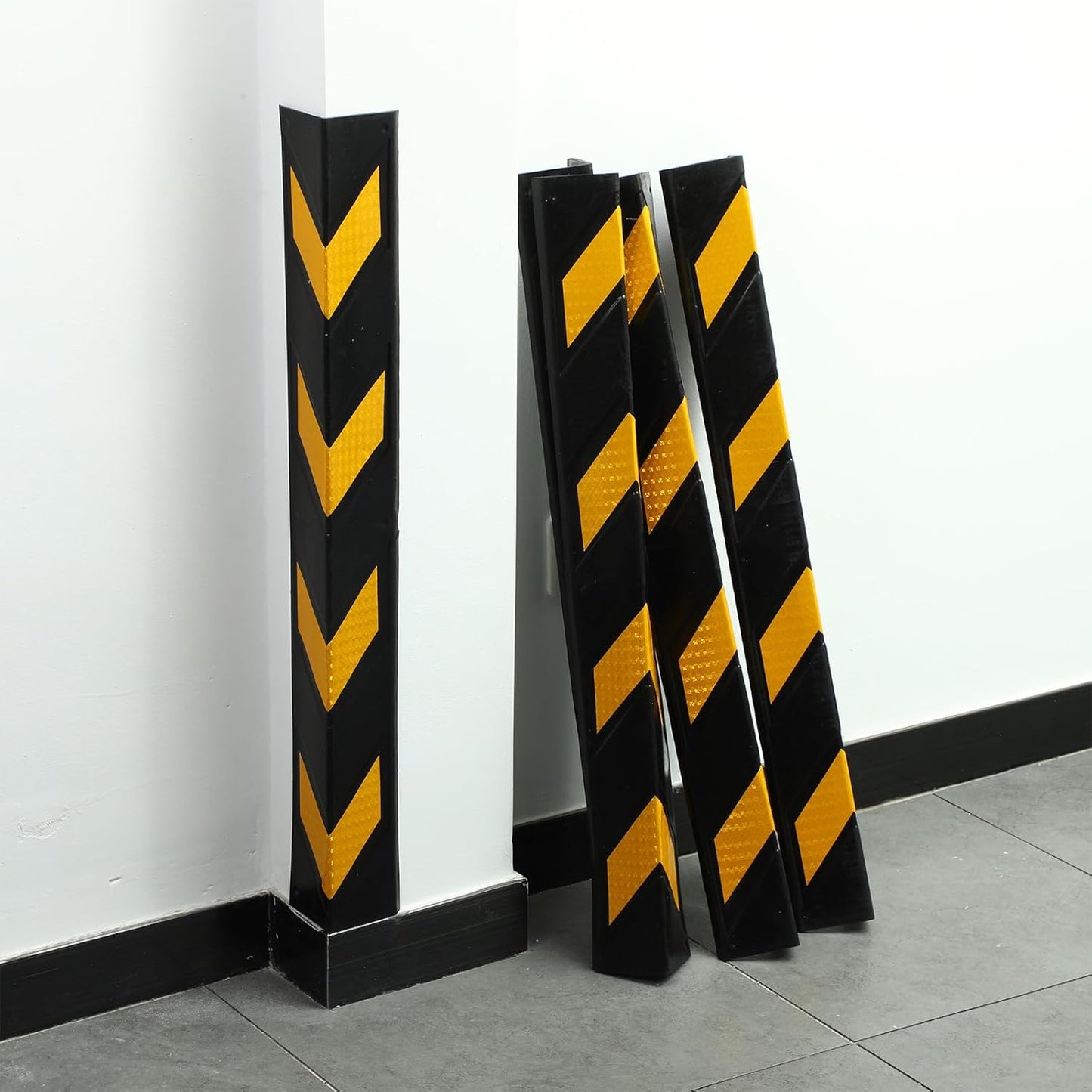 12 Pack Garage Wall Corner Guards, 31" Rubber Edge Protectors with Reflective Stripe for Parking Safety, Car Bumper and Wall Corner Protection