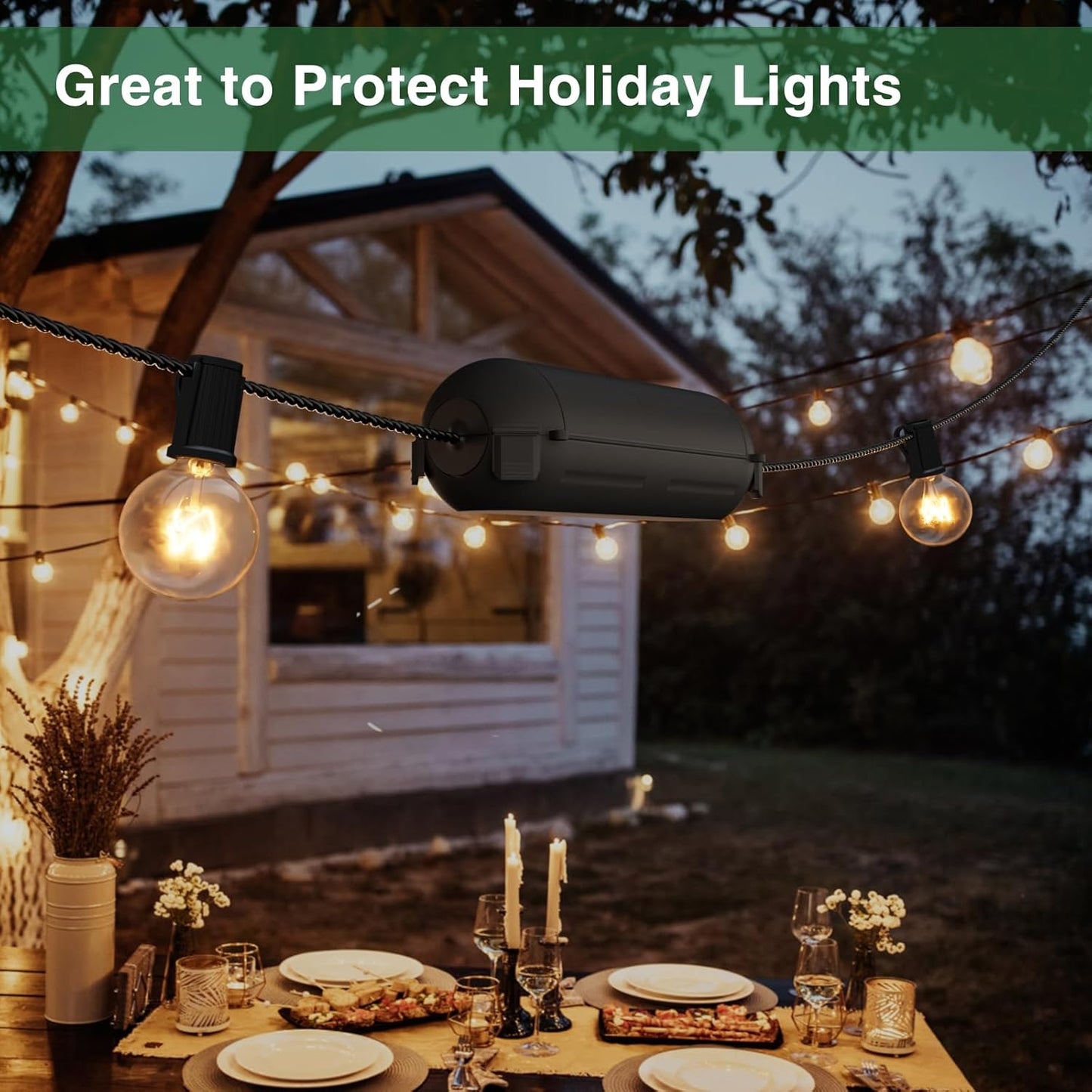 Flemoon [6 Pack] Outdoor Extension Cord Safety Cover with Waterproof Seal, Weatherproof Electrical Connection Box to Protect Outdoor Outlet, Plug, Socket, Christmas Holiday Decoration Light, Black