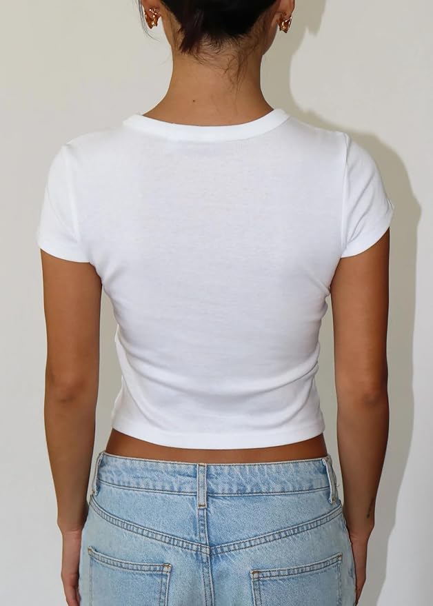 Y2k Graphic Baby Tees for Women Funny Kitten Shirt Tops Aesthetic Fairy Grunge Crop Top 90s 2000s Vintage Clothing