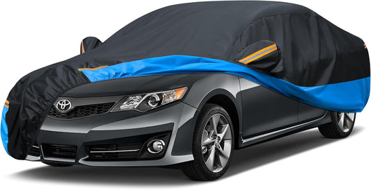 Car Cover Waterproof All Weather Outdoor Windproof Dustproof UV Protection Fit Sedan Honda Civic,Audi A6，BMW 5 Series，Ford Focus,Nissan Leaf