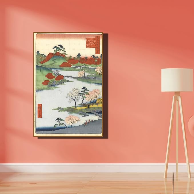 Utagawa Hiroshige Canvas Wall Art - Open Garden At Fukagawa Wall Decor - Asian Landscape Painting - Traditional Japanese Landscape - Girls Room Decor - Unframed