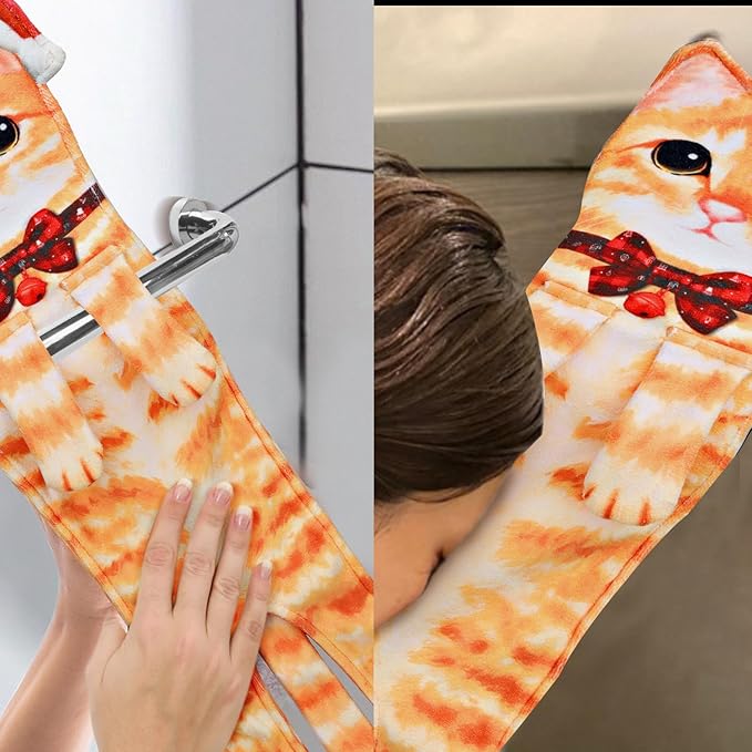 AGRIMONY Cat Funny Hand Towels for Bathroom Kitchen - Cute Decorative Cat Decor Hanging Washcloths Face Towels Super Absorbent Soft - Housewarming Birthday Christmas Fun Gifts for Women Cat Lovers