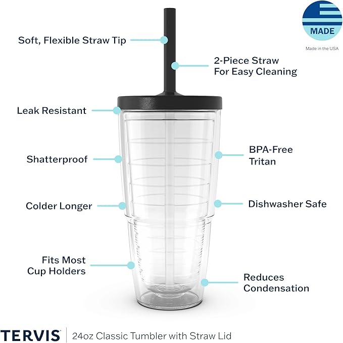 Tervis Cat Sayings Made in USA Double Walled Insulated Tumbler Travel Cup Keeps Drinks Cold & Hot, 24oz with Straw Lid, Classic