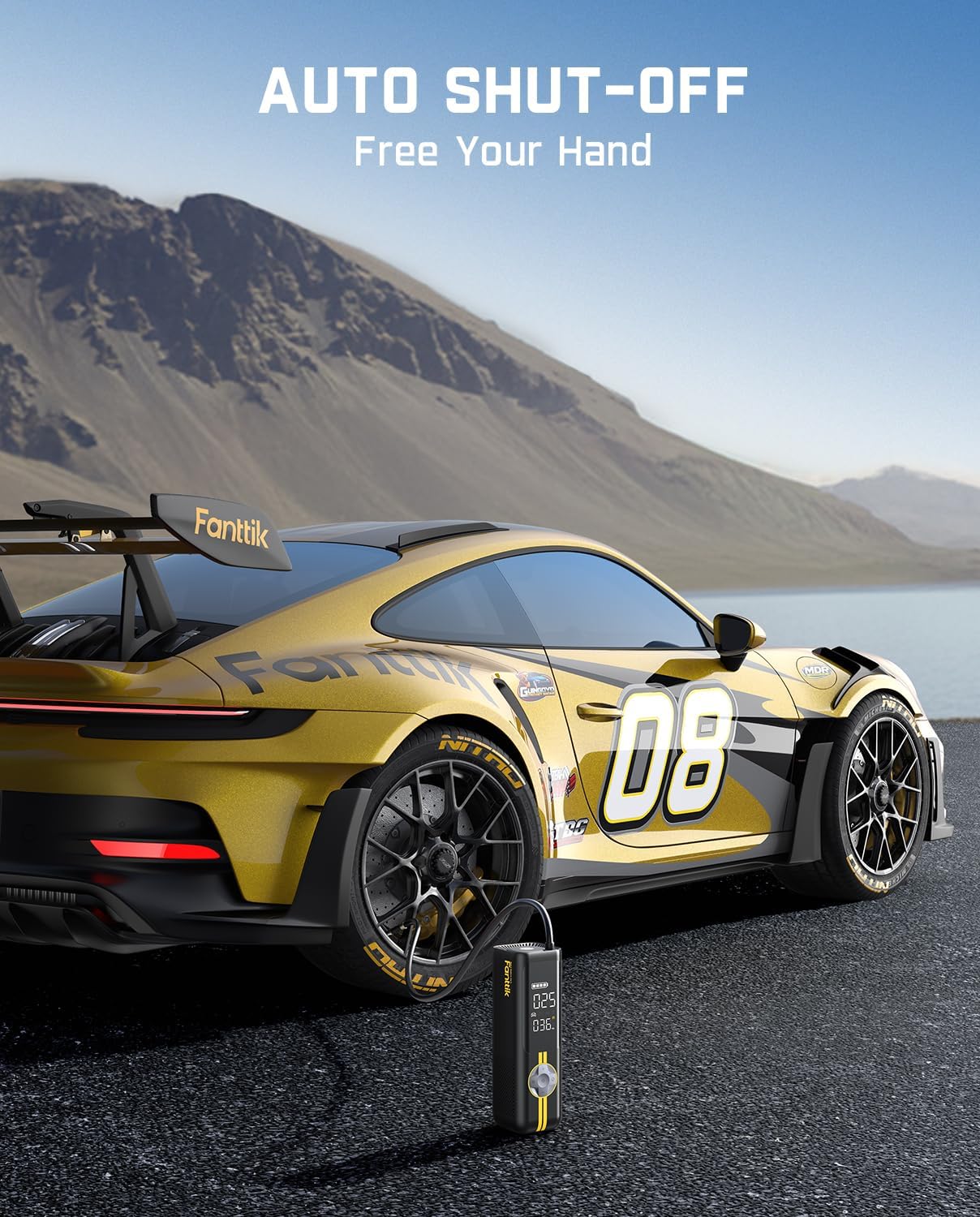 Fanttik X8 APEX Tire Inflator Portable Air Compressor, 1 Min Fast Inflation, 150PSI Cordless Tire Inflator with LED Dual Screen, Suitable for MPV, Car, E-Bike, Motorcycle, Up to 26.3″ Tires