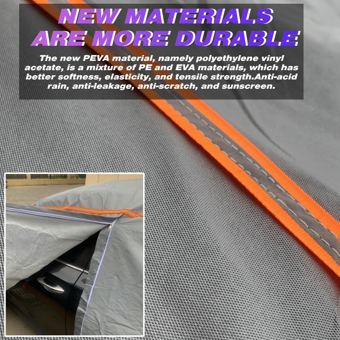 KEYOOG Universal Waterproof Heavy Weight Full Car Covers, Fit Pickup, All Weather, Outdoor Full Cover Weatherproof UV Sun Protection Snow Dust Storm Resistant with PEVA Cotton, Fit Length 230"-260"