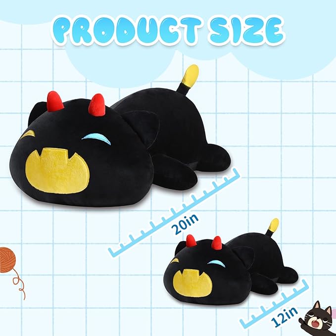 Black Cat Plush Pillow Cute Soft Pumpkin Cat Plush Toy Stuffed Animals Kitten Plushie Doll Great Gift for Kids and Adult Birthday Christmas Valentines, 20", Yellow