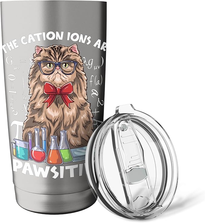 The Cation Ions are Pawsitive Chemistry Cat Stainless Steel Insulated Tumbler
