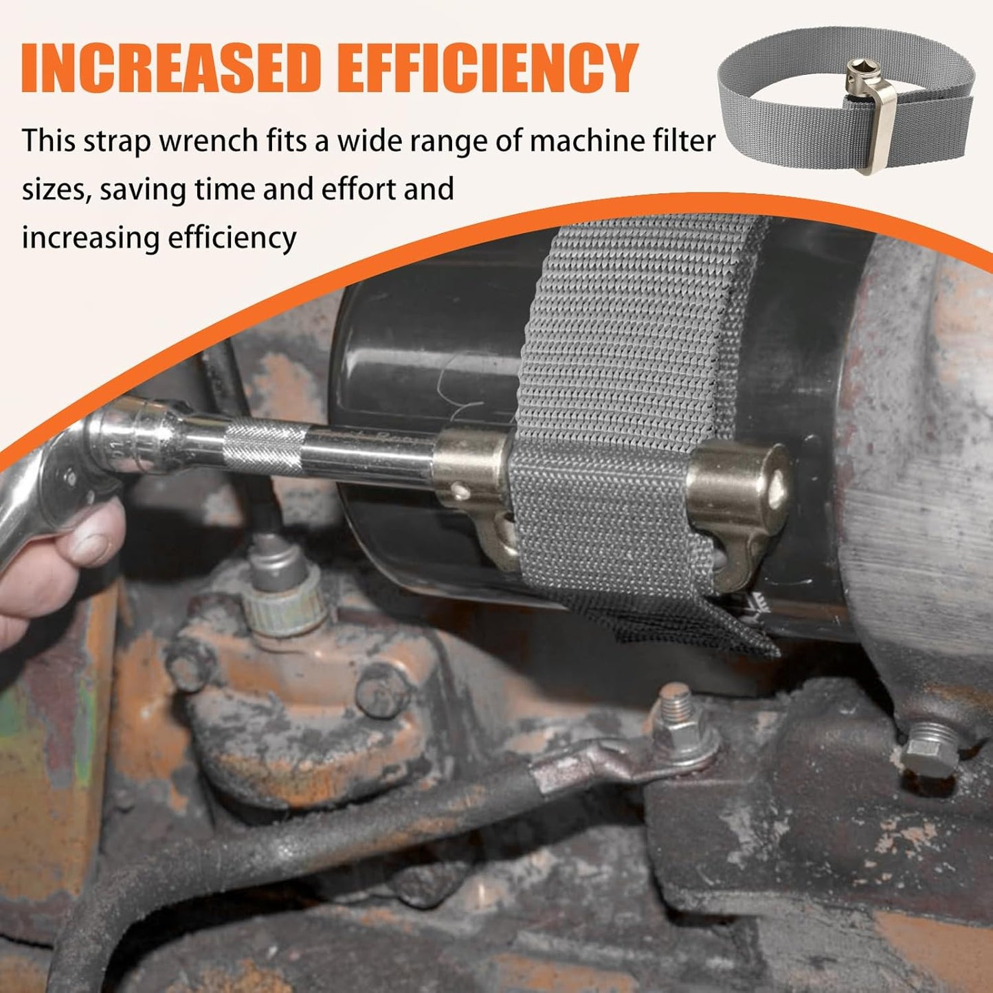 Heavy Duty Strap Oil Filter Wrench for Various Up to 6-1/2 inches Filter & Plumbing Removal Tool