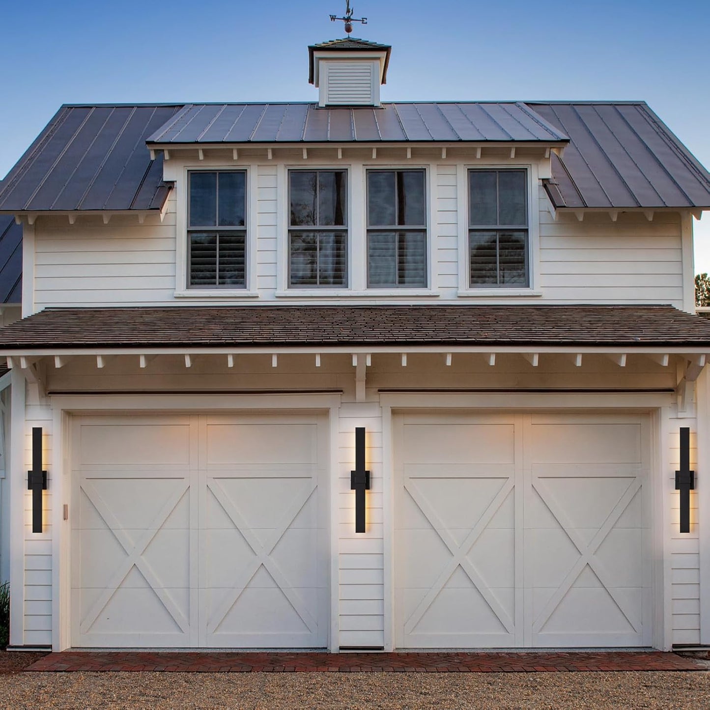 2-Pack Modern Outdoor Wall Light Exterior Black LED Patio Wall Light Fixture 27.2" Exterior Wall Sconce Outdoor Porch Lights for House